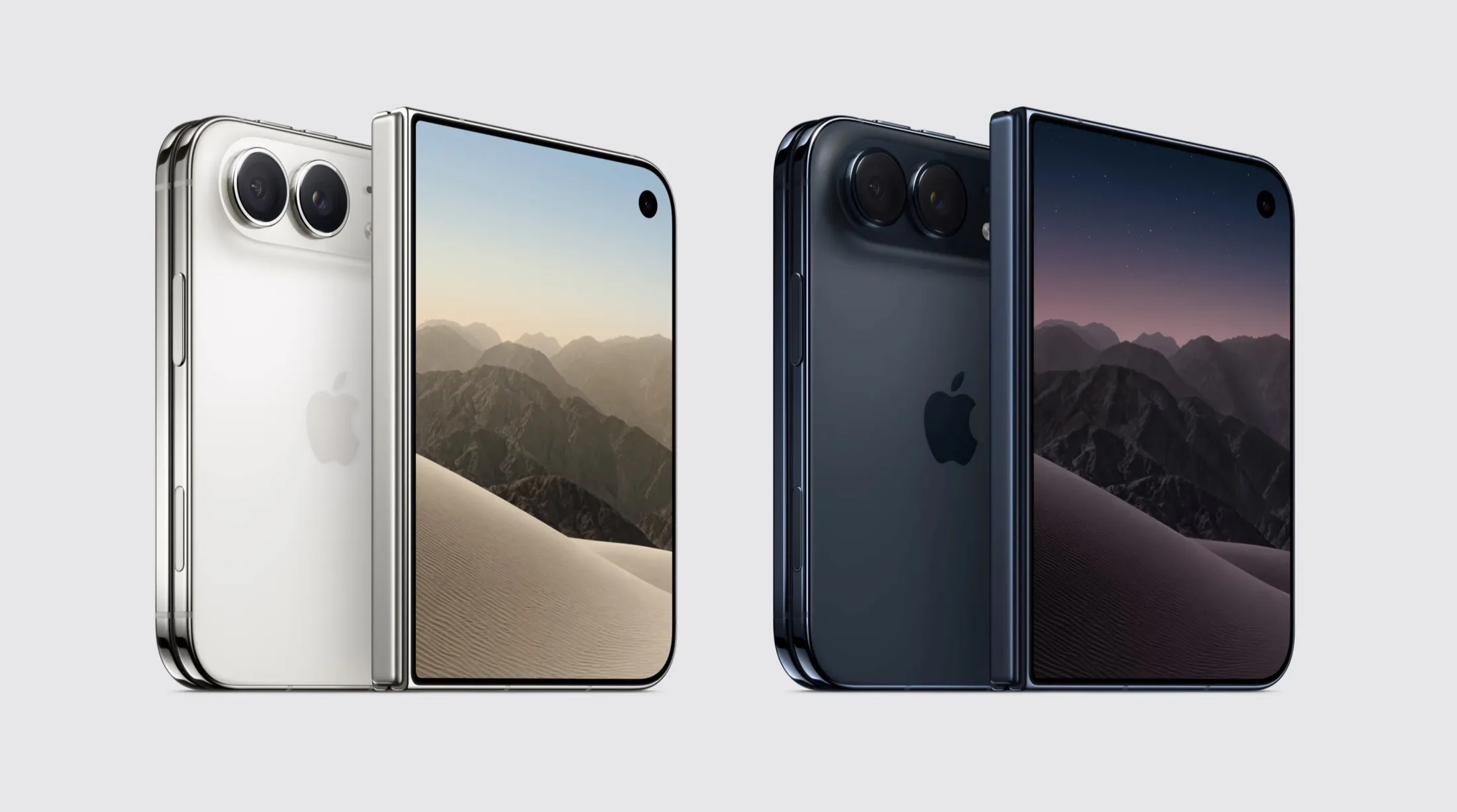 Das iPhone Duo in den beiden Farben Star White und Night Sky.